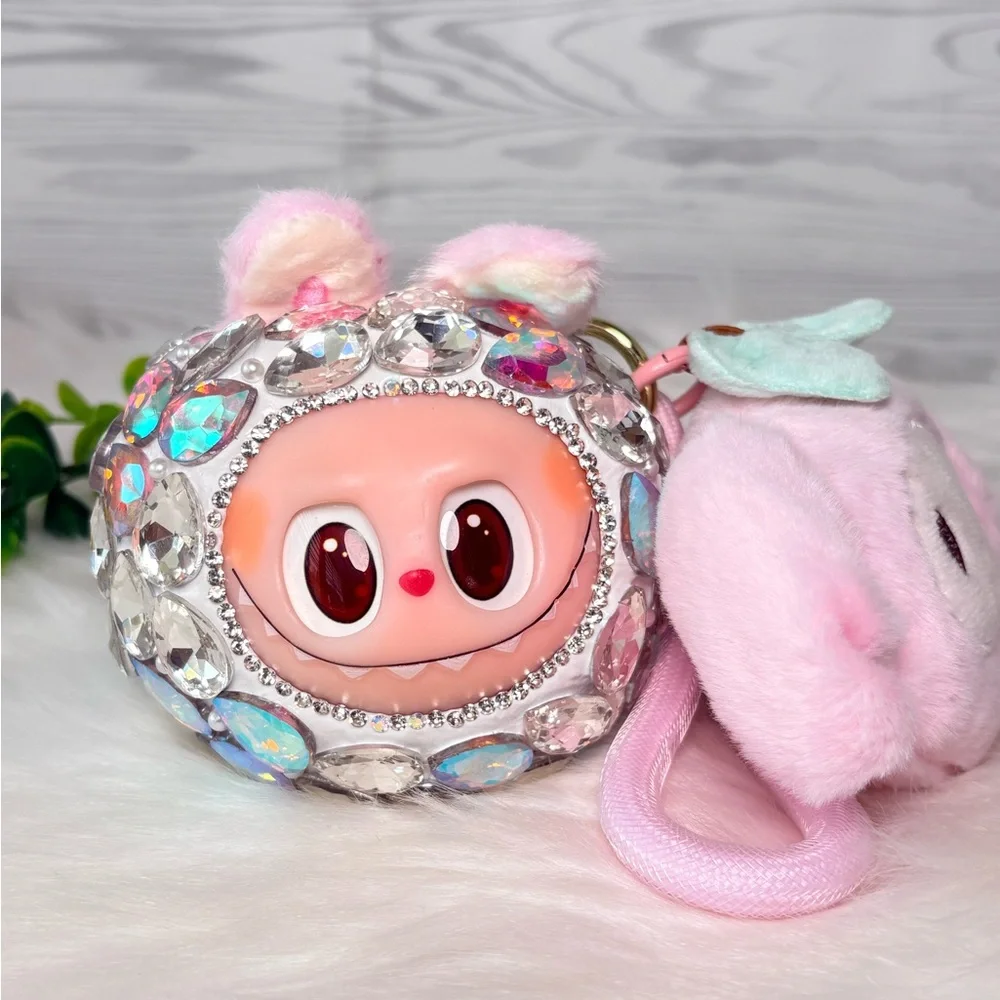 Sparkling Crystal Plush Monster Character Keychain/Bag Charm